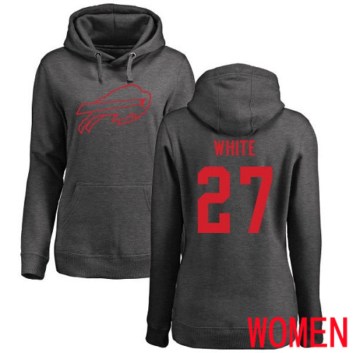 NFL Women Buffalo Bills 27 Tre Davious White Ash One Color Pullover Hoodie Sweatshirt